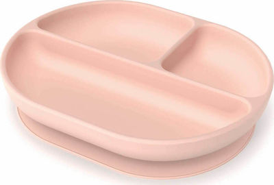 Ekobo Silicone Toddler Plate Πιάτο Με Χωρίσματα Pink ΕΚΒ