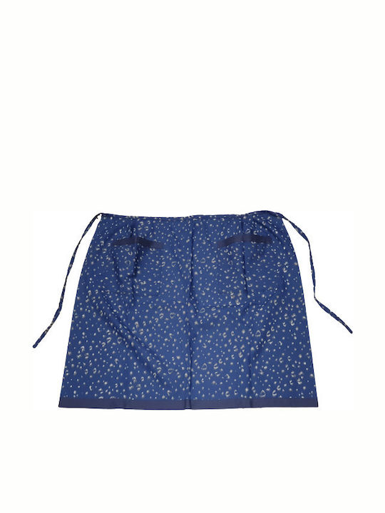 Κλασική Ποδιά μέσης Ποπλίνα Βαμβακερή με δύο τσέπες Μπλε με σχέδια