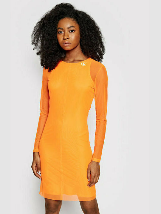 Calvin Klein Mini Καλοκαιρινό All Day Φόρεμα Πορτοκαλί