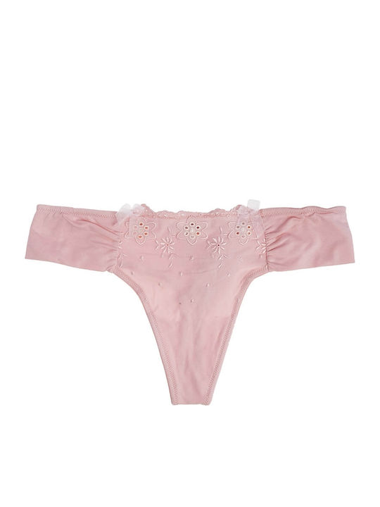 Luna Daydream 23071 Cotton Women's String with Lace Pink