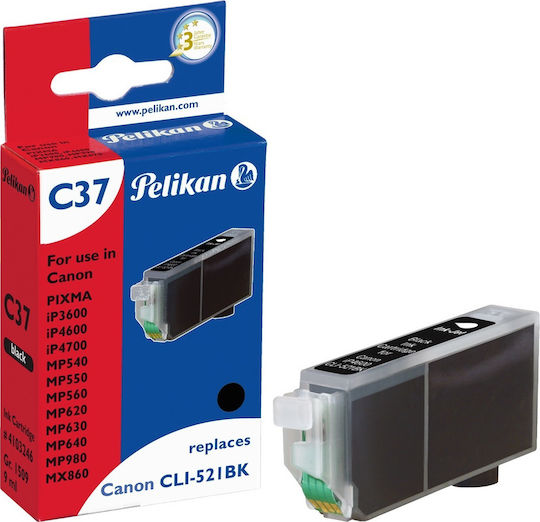 Pelikan C37 Συμβατό Μελάνι Εκτυπωτή InkJet Canon CLI-521BK 401 Σελίδων 9ml Μαύρο 1τμχ