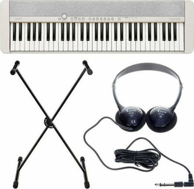 Casio Keyboard CT-S1 Set with 61 Dynamic Keys with Stand, Headphones and Music Stand White