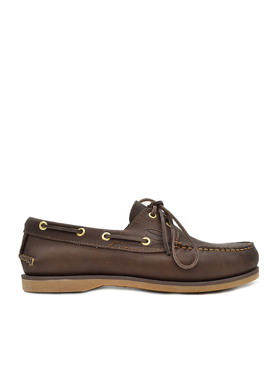 Las Vegas Men's Leather Boat Shoes Brown