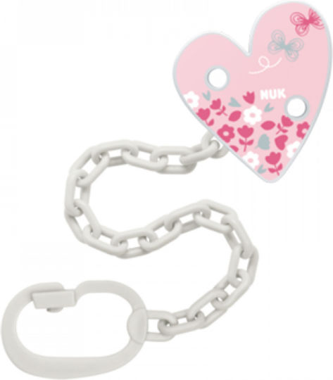 Nuk Chain Pacifier made of Plastic Heart - White-Pink White 10.751.367