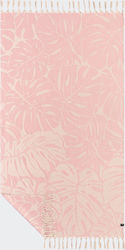 Slowtide Tarovine Beach Towel Cotton Pink with Fringes 175x97cm.