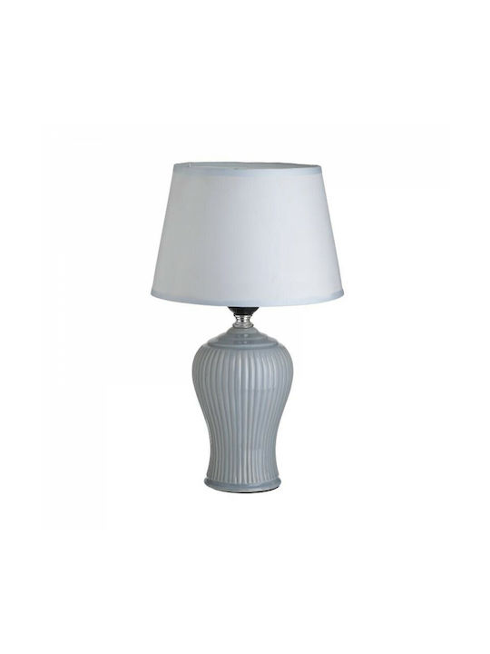 Click Ceramic Table Lamp for Socket E27 with Gray Shade and Base