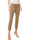 Damen Stoff Capri Hose Tabac Braun