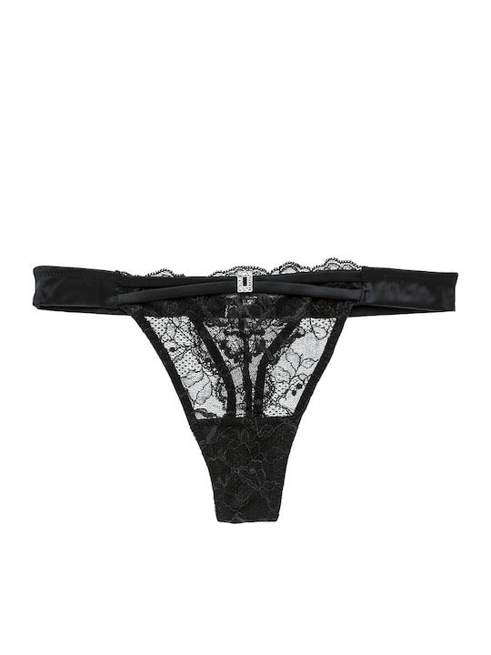 Luna Miracle Platinum Women's String with Lace Black