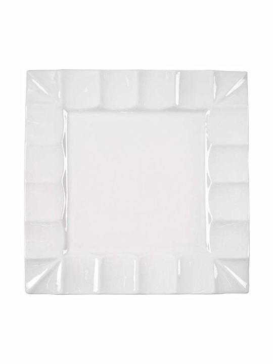 Art et Lumiere Glamour Plate Shallow Square made of Porcelain White 33x33cm