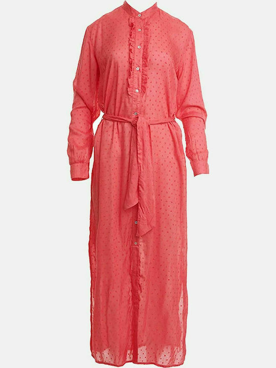 SugarFree Summer All Day Long Sleeve Maxi Shirt Dress Mao Pink