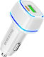 Borofone BZ14 Auto-Ladegerät 12W 2.4A mit Anschlüssen: 1xUSB 1xType-C Weiß Farbe