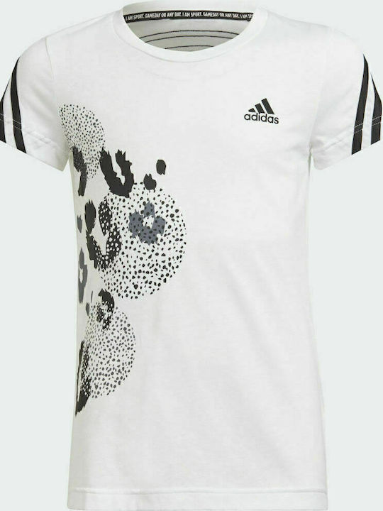 Детска Тениска Бяла 3-Stripes Graphic Girls' Tennis