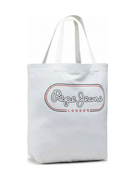 Pepe Jeans Cotton Shopping Bag In White Colour