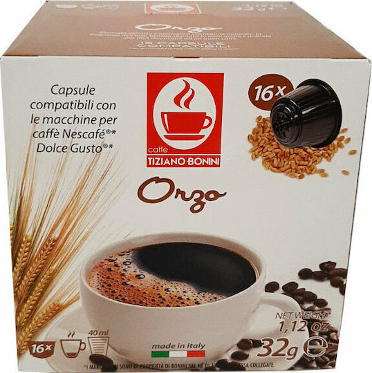 Tiziano Bonini Kapseln Espresso Orzo Kompatibel mit Maschine Dolce Gusto 16Mützen