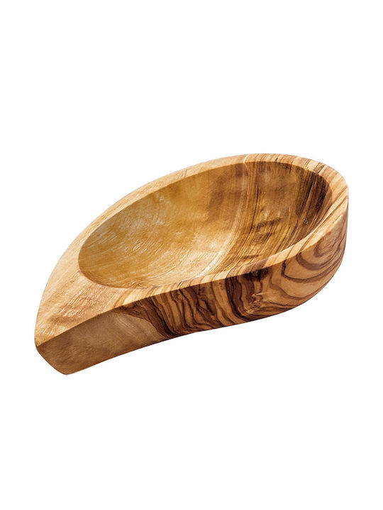 Olea Wood Art Wooden Dessert Divided Serving Plate with Single Bowl Yin Yang Brown