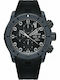 Edox Ανδρικό Ρολόι 45mm Χρονογράφος Αυτόματο με Μαύρο Καουτσούκ Λουράκι