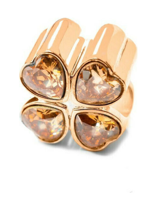 Folli Follie Flower Charm Made of Pink Gold Pla...