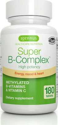 iGennus Super B-Complex Vitamin für Energie, Unterstützung des Immunsystems, die Haare, die Haut & die Nägel 180 Registerkarten