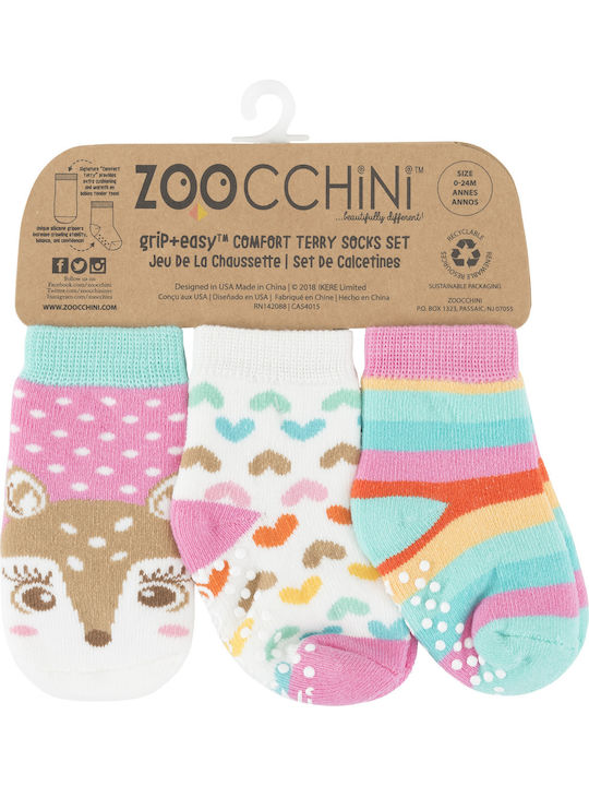 Zoocchini Αντιολισθητικές Παιδικές Κάλτσες Μακριές Πολύχρωμες 3 Ζευγάρια