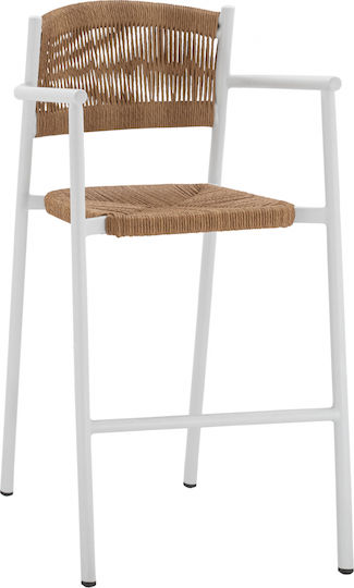 Gartenhocker Für Bar Außeneinsatz Aus Aluminium Weiß 55,5x58x107cm