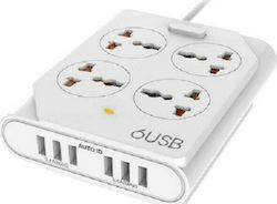 Moxom KH-63Y Πολύπριζο 4 Θέσεων με 6 USB-A και ...