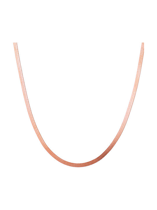 Oxzen Women's Gold Plated Silver Neck Thin Chain Pink with Polished Finish 42cm