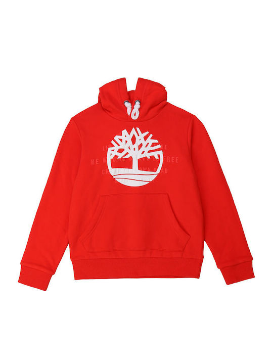 Timberland Kinder Sweatshirt mit Kapuze und Taschen Rot Hoodie Sweatshirt