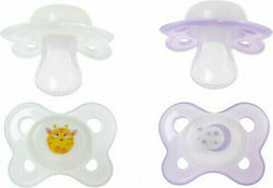 Kiokids Orthodontic Pacifiers Silicone Simple White-Purple Night for 6+ months 2pcs