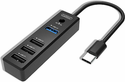 Earldom ET-HUB08 USB 3.1 4 Port Hub with USB-C Connection & Charging Port and External Power Supply