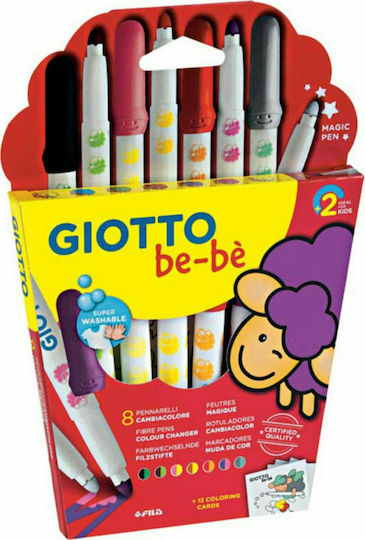 Giotto Be-be Μαρκαδόροι Ζωγραφικής 5mm Πλενόμενοι, Μαγικοί Σετ 8 χρώματα