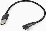 Cablexpert Braided USB to Lightning Cable Μαύρο 0.2m (CC-USB2-AMLML-0.2M)