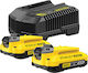 Stanley Set 2 Tool Batteries Lithium 18V Capacity 2Ah with Charger Fatmax