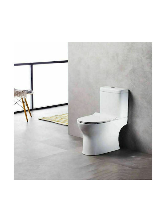 Creavit Futura FU3100 Rimless Floor-Standing Toilet and Flush that Includes Slim Soft Close Cover Duroplast White