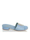 Sante Chunky Heel Leather Mules Light Blue