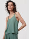 Women's Summer Blouse with Straps & V Neckline Khaki