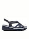 24 HRS 24896 Anatomic Women's Leather Ankle Strap Platforms Blue