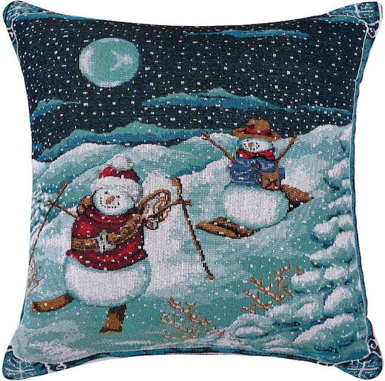 Silk Fashion Christmas Decorative Square Pillowcase Blue 45x45cm
