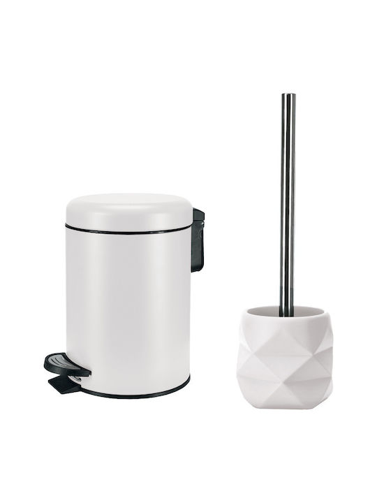 Kleine Wolke One Plastic Toilet Brush and Bin Set 3lt White