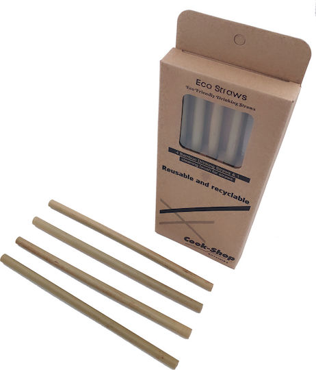 Cook-Shop Eco Straws Καλαμάκια Μπαμπού Καφέ με Βουρτσάκι 4τμχ