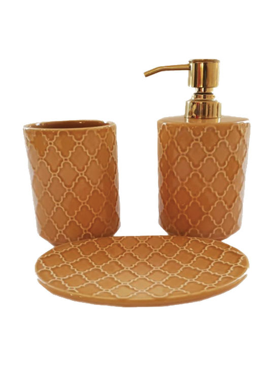 Eurocasa 5490_5491_5492 Badezimmer-Accessoire-Set Porzellan Orange 3Stück