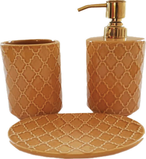 Eurocasa 5490_5491_5492 Porcelain Bathroom Accessory Set Orange 3pcs