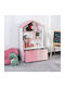 Kids Wooden Bookcase Wooden Children's Bookcase with 4 Shelves & 2 Removable Drawers Pink 80x34x130cm