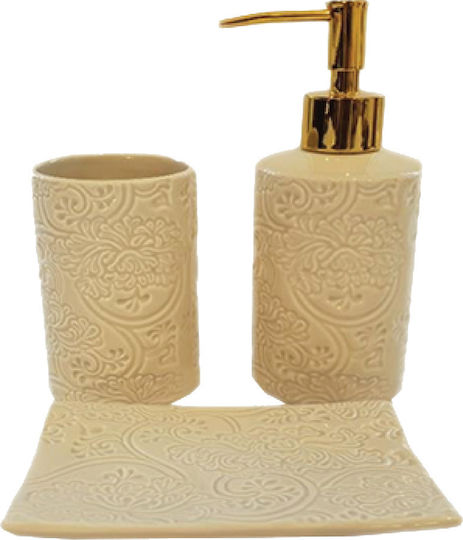 Bathroom Accessory Set Dispenser & Soap Dish Porcelain
