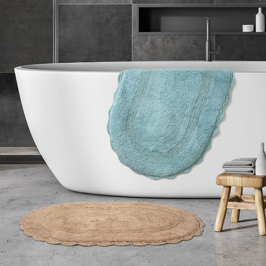 Beauty Home Non-Slip Bath Mat Cotton Oval 3281 Gray 50x80 cm