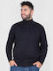 Double Men's Long Sleeve Sweater Turtleneck Navy