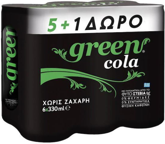 Green Cola Stevia Cola mit Kohlensäure, Zuckerfrei in Kiste 6x330ml