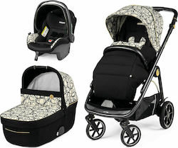 Peg Perego Veloce SL Modular 3 in 1 Verstellbar 3 in 1 Baby Kinderwagen Geeignet für Neugeborene Graphic Gold 10.7kg