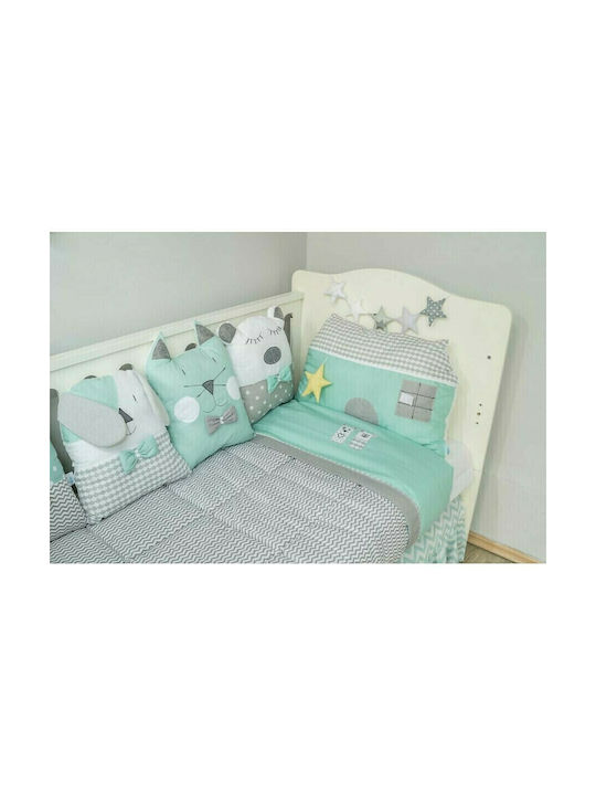 Baby Star Fitted Sheet Sugar Family Green 75x140cm