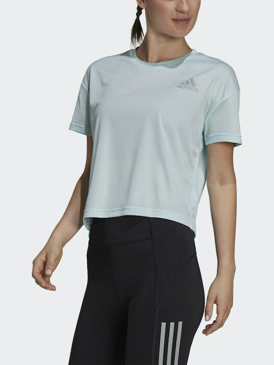 Fast Primeblue Γυναικείο Crop T-shirt Fast Drying με Διαφάνεια Halo Blue