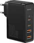 Baseus Φορτιστής Χωρίς Καλώδιο με 2 Θύρες USB-A και 2 Θύρες USB-C 100W Quick Charge 4+ Μαύρος (CCGAN2P-L01)